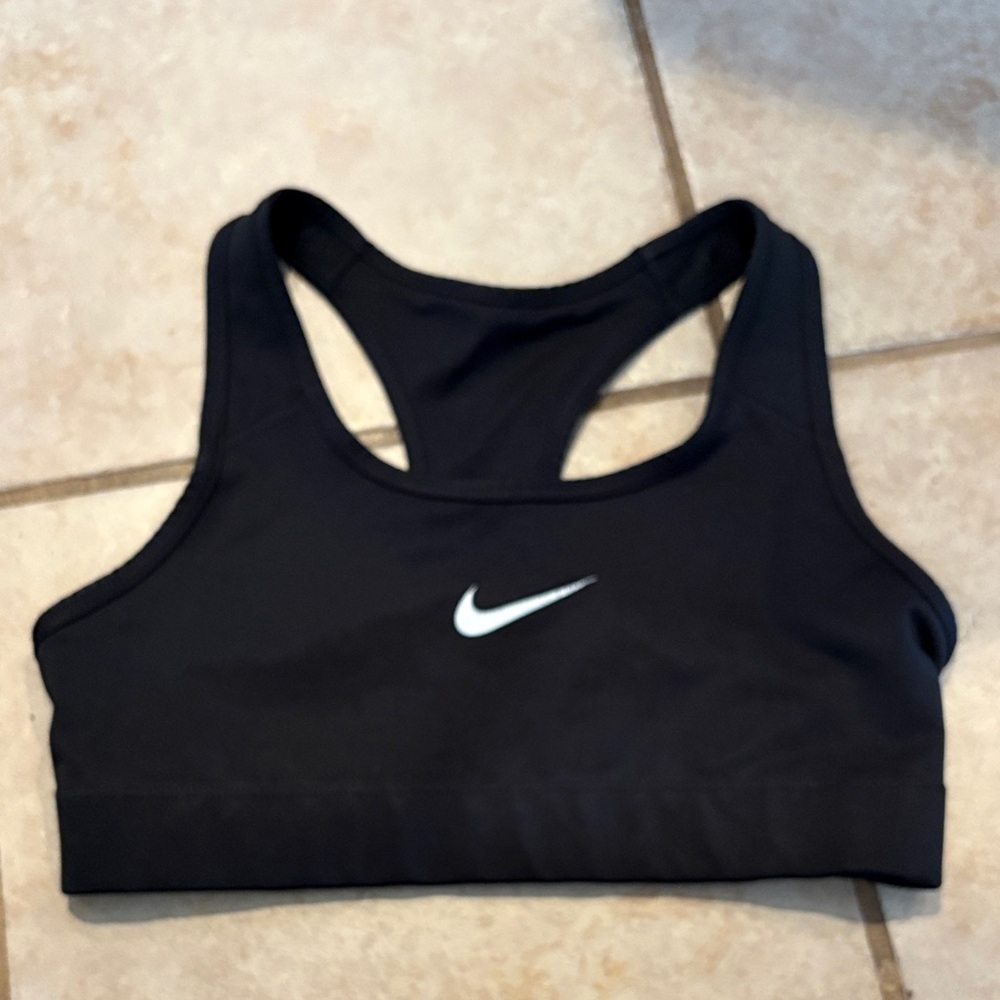 Nike Black Racerback Sports Bra with White Swoosh